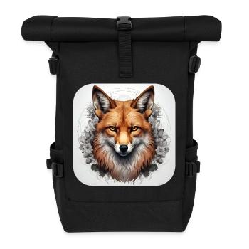 Fox with flowers - Roll Top Backpack - black - Front