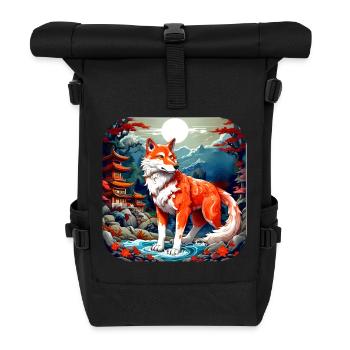 Asian Fox - Roll Top Backpack - black - Front