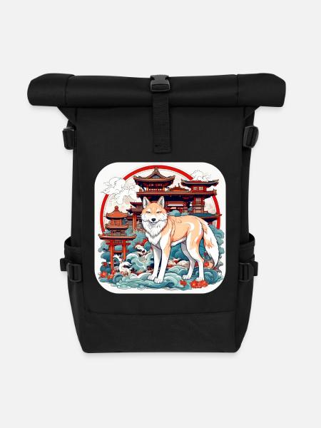 Asiatischer Fuchs - Rolltop Rucksack - Schwarz