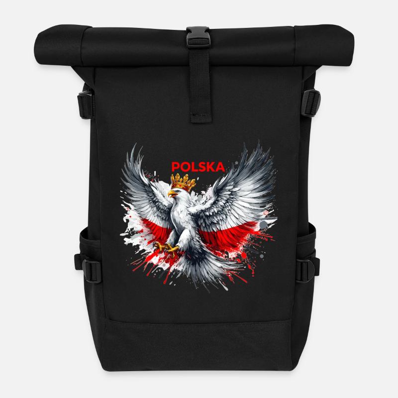 Polen Polska polnisch rot weiß Adler Krone Geschen - Rolltop Rucksack - Schwarz