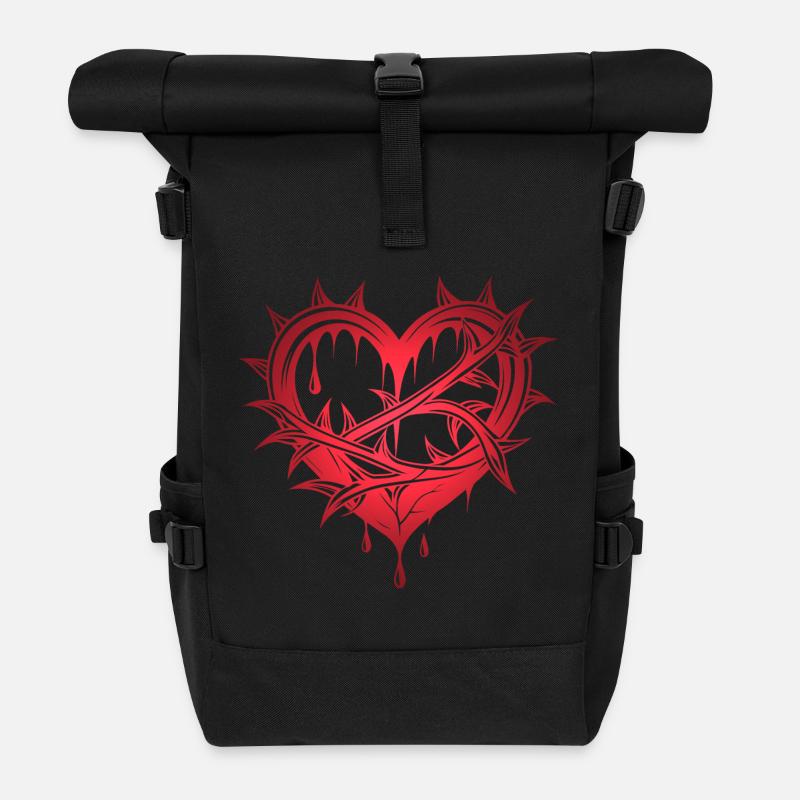 Coeur avec épines - Sac à dos roll top - noir