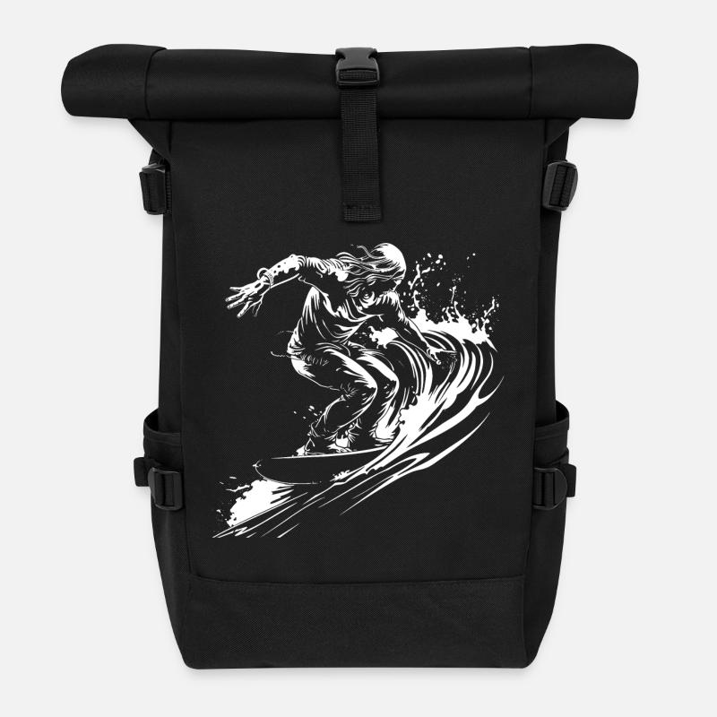Surfer Skizze - Rolltop Rucksack - Schwarz