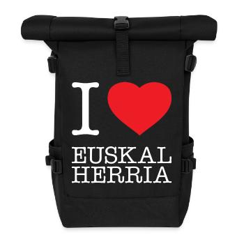 I LOVE EUSKAL HERRIA Basque Baskenland - Rolltop Rucksack - Schwarz - Vorne