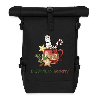 Hot Cacao, Eat, Drink and Be Merry - Rolltop Rucksack - Schwarz - Vorne
