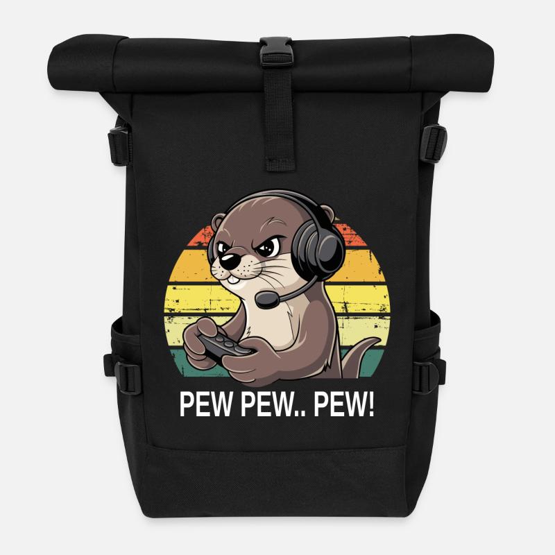 Pew Pew Gamer Loutre - Sac à dos roll top - noir