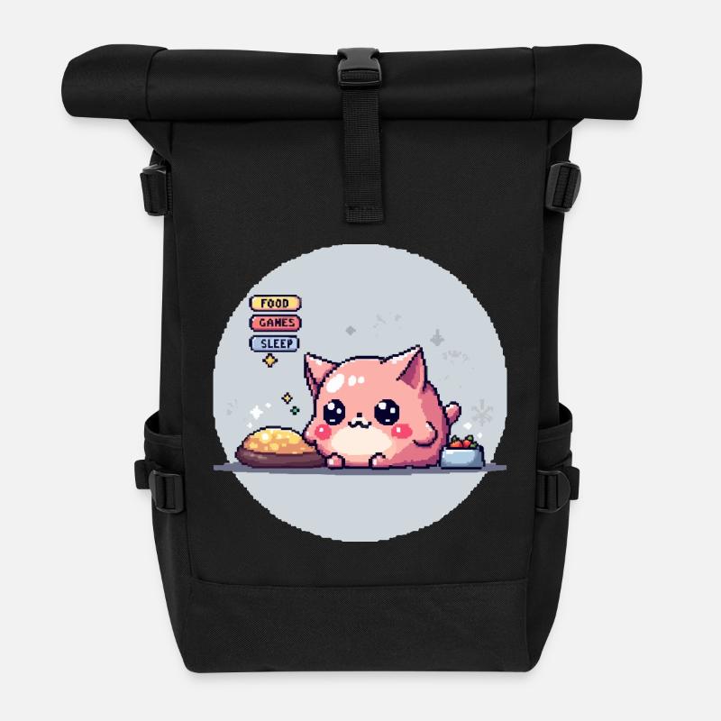 Pixel Pet - Retro Gaming - Rolltop Rucksack - Schwarz