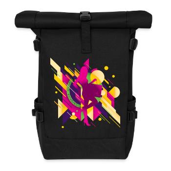 🌈 Bunte & Abstrakt Shopping Queen - Fashionistas - Rolltop Rucksack - Schwarz - Vorne