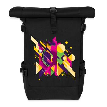 Golf & Kunst ⛳ Abstrakte Golferin in Pink - Rolltop Rucksack - Schwarz - Vorne