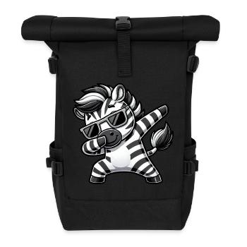 Cooles Zebra Dab Cartoon mit Sonnenbrille - Rolltop Rucksack - Schwarz - Vorne