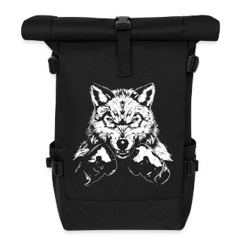 Wolf Boxen Kämpfer MMA - Rolltop Rucksack - Schwarz - Vorne