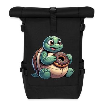 Tortue de dessin animé potelée en look beignet - Sac à dos roll top - noir - Devant