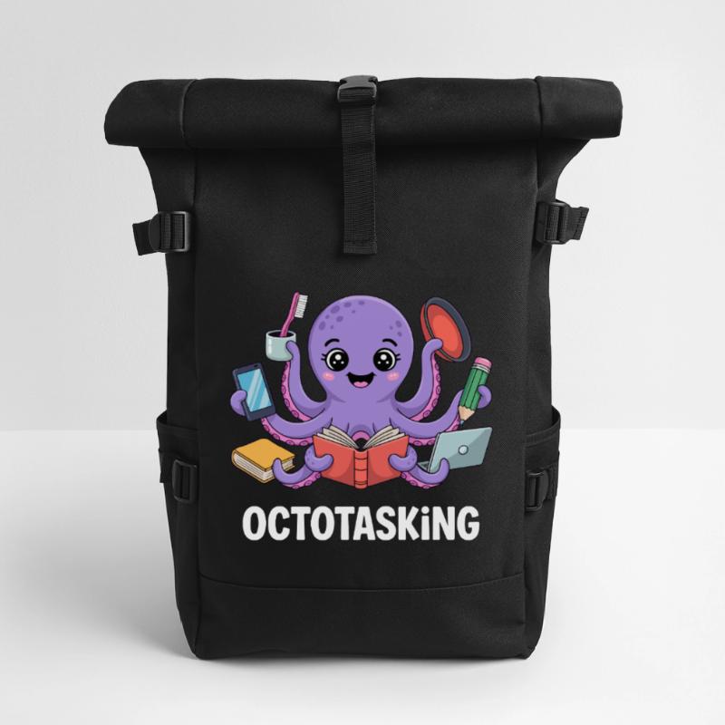 Octotasking Krake im Multitasking Modus Rolltop Rucksack