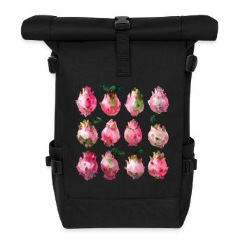 Exotische Pitaya Aquarell Kunst - Rolltop Rucksack - Schwarz - Vorne