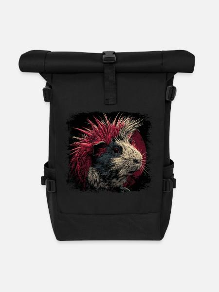 Cochon d’Inde Punk - Sac à dos roll top - noir
