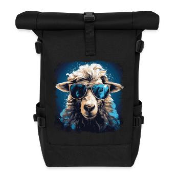 Cooles Schaf mit Sonnenbrille - Rolltop Rucksack - Schwarz - Vorne