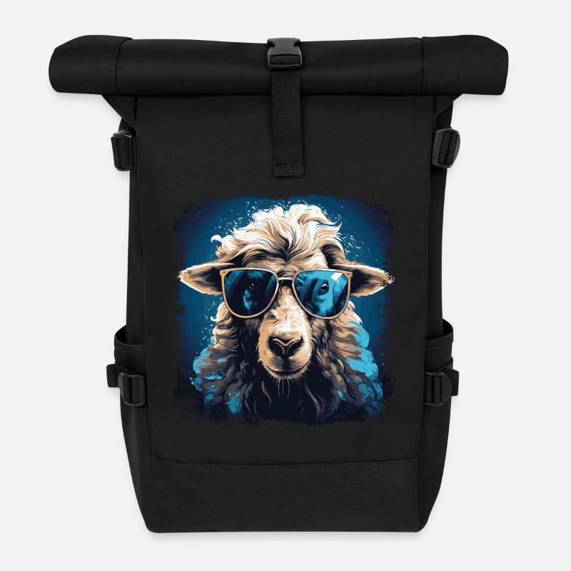Cooles Schaf mit Sonnenbrille - Rolltop Rucksack - Schwarz