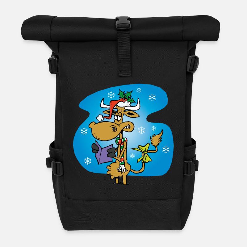 Cow Santa Claus *funny* - Rolltop Rucksack - Schwarz