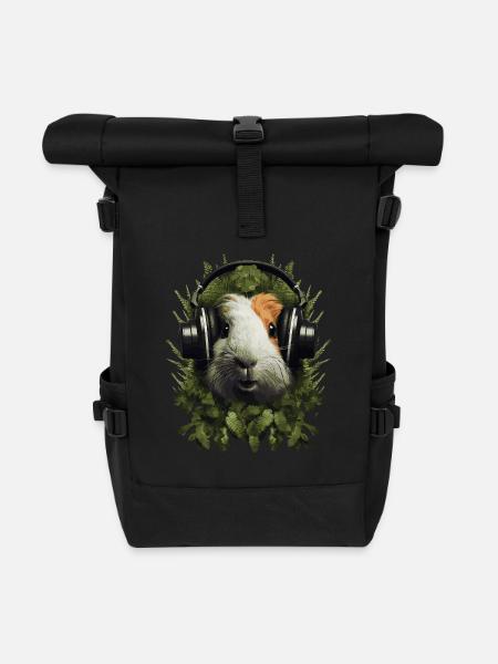 DJ Meerschweinchen - Rolltop Rucksack - Schwarz