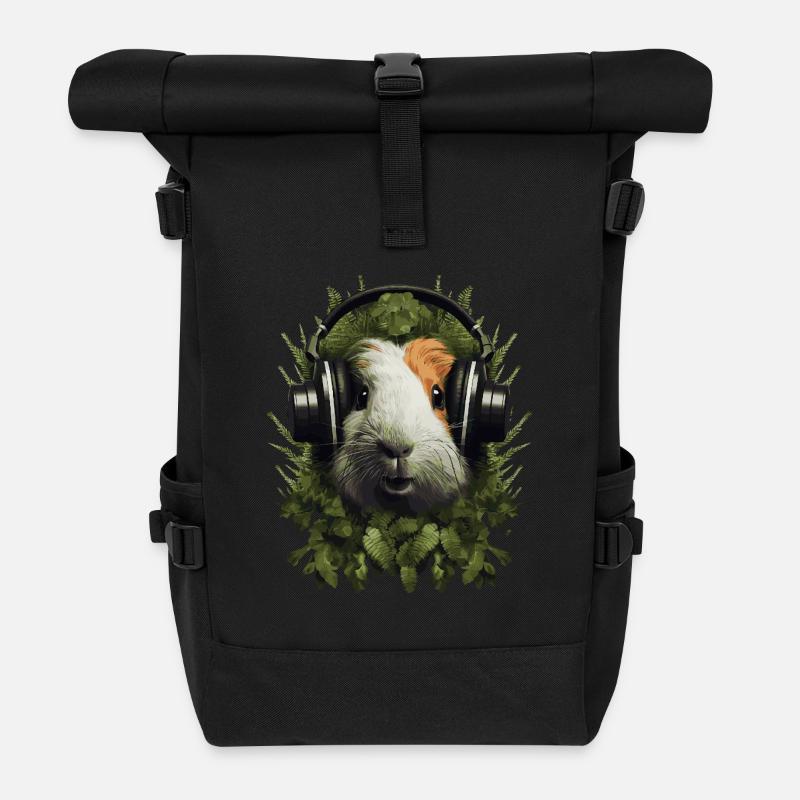 DJ Meerschweinchen - Rolltop Rucksack - Schwarz