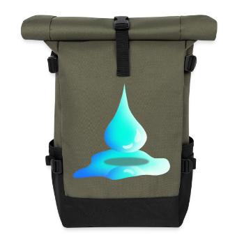 Water Drops | Water | Nature - Roll Top Backpack - olive/black - Front