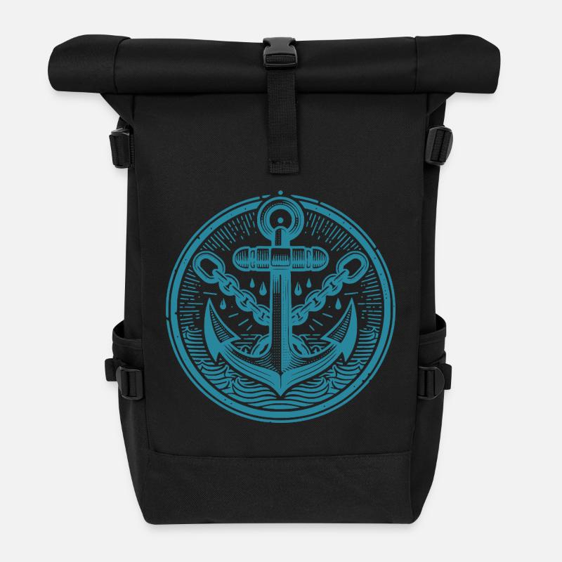 Seefahrer Anker Design für Kleidung - Rolltop Rucksack - Schwarz