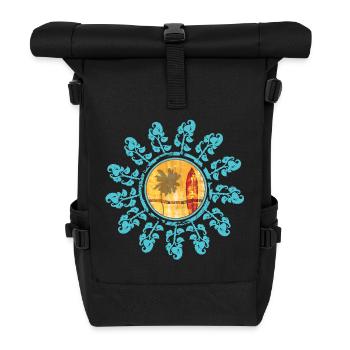 Beach and sunset in boho style - Roll Top Backpack - black - Front