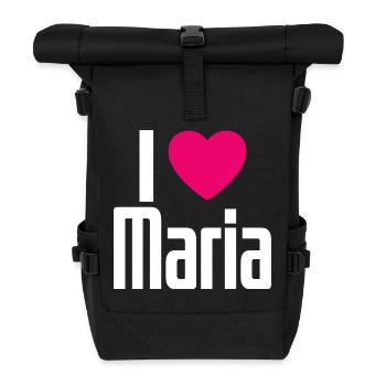 I Love Maria Pink Heart I Love Maria - Roll Top Backpack - black - Front