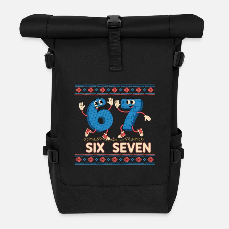 6 7 Six Seven Memes - Roll Top Backpack - black
