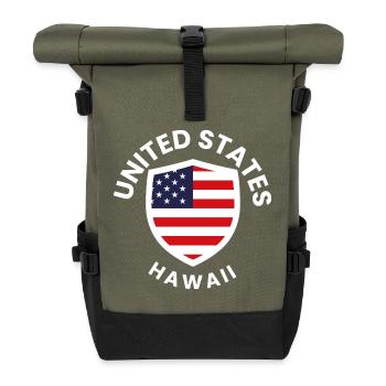 American Flag Shield Hawaii - Roll Top Backpack - olive/black - Front