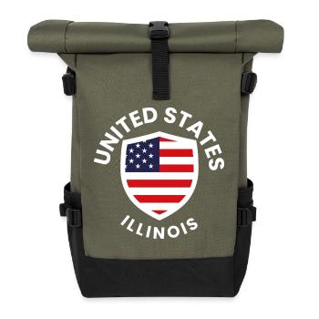 United States Illinois Shield - Rolltop Rucksack - Olive/Schwarz - Vorne