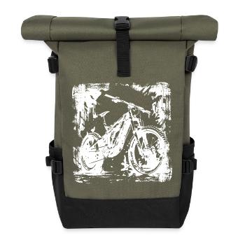 Mountain Bike Lover Graphic - Roll Top Backpack - olive/black - Front