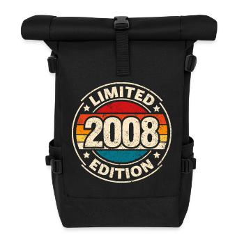 Vintage 2008 – 18. Geburtstag Meilenstein Design - Rolltop Rucksack - Schwarz - Vorne