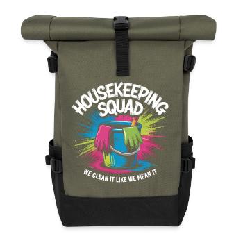 Lustiges Putzen Design - Rolltop Rucksack - Olive/Schwarz - Vorne