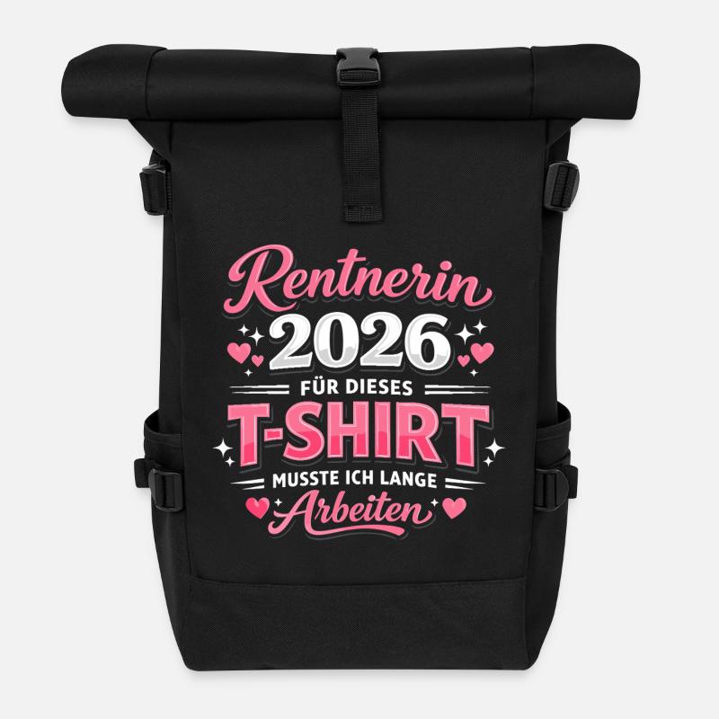 Rente 2026 Rentnerin Das wars Geschenk - Rolltop Rucksack - Schwarz