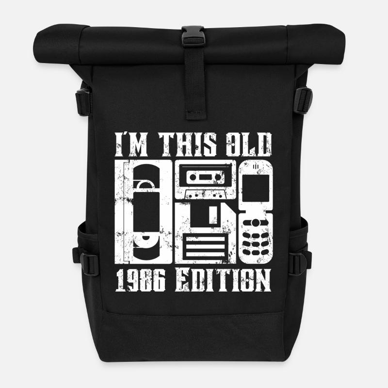 I'm This Old 1986 Edition Retro Design - Rolltop Rucksack - Schwarz