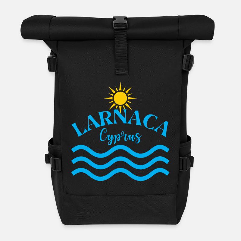Larnaca Cyprus Sun Waves  - Roll Top Backpack - black