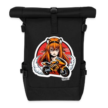 Tiger Rider Motorcycle Girl - Roll Top Backpack - black - Front