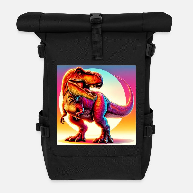 Dinosaurier - Rolltop Rucksack - Schwarz