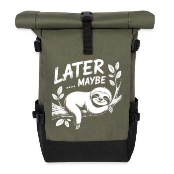 LATER MAYBE Sloth - Roll Top Backpack - olive/black - Front