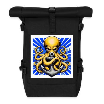 Oktopus umarmt einen Anker - Rolltop Rucksack - Schwarz - Vorne