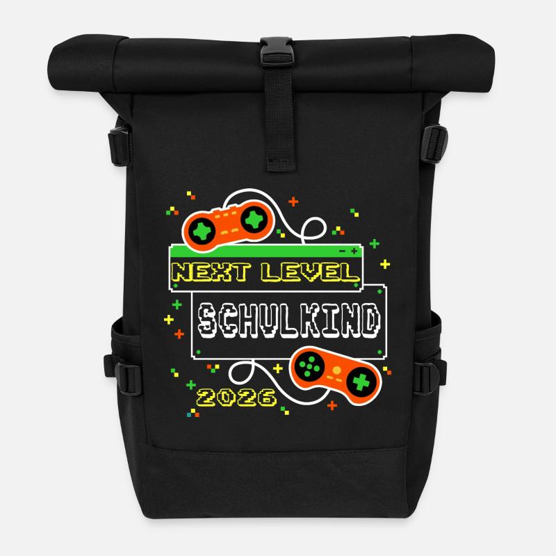 Next Level: Schoolchild 2026 Gaming School Enrollment - Roll Top Backpack - black