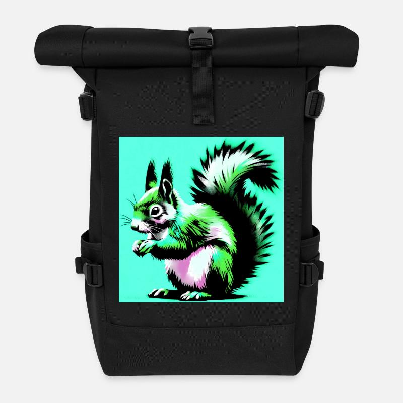 squirrel - Roll Top Backpack - black