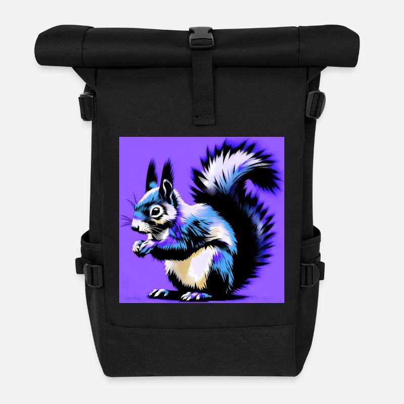 squirrel - Roll Top Backpack - black