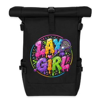 Lax Girl: Neon-Lacrosse - Rolltop Rucksack - Schwarz - Vorne