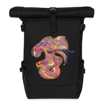 Psychedelic Marble Swirls - Roll Top Backpack - black - Front