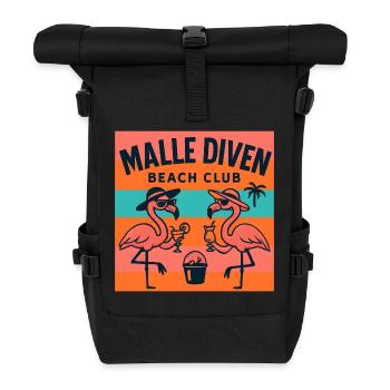 Malle Diven Beach Club Flamingo Mallorca Party  - Rolltop Rucksack - Schwarz - Vorne