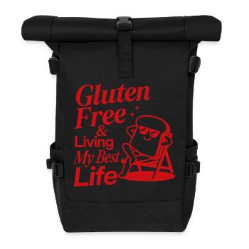 Gluten Free Living My Best Life - Roll Top Backpack - black - Front