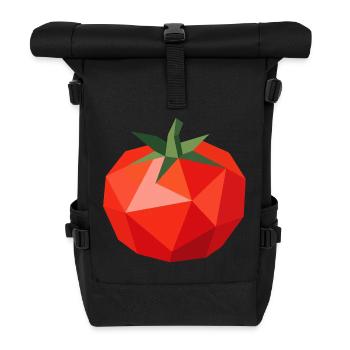 Geometric Tomato – Modern Vegetable Motif - Roll Top Backpack - black - Front