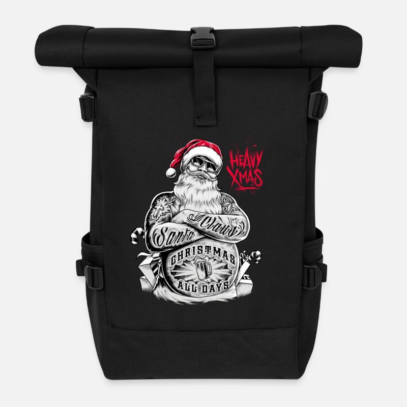 Xmas-Heavy - RAHMENLOS Design Geschenk - Rolltop Rucksack - Schwarz