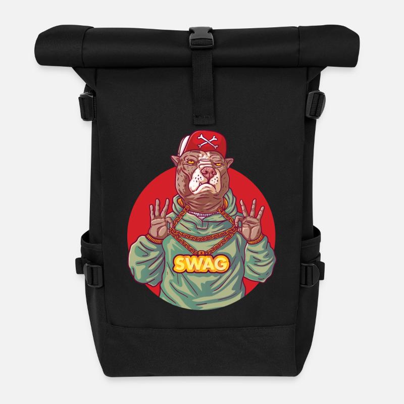 Gangster pit-bull avec swag - Sac à dos roll top - noir
